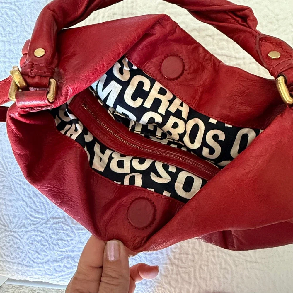 Marc By Marc Jacobs Classic Q Hillier Hobo Bag Women Red Leather Crossbody Gold